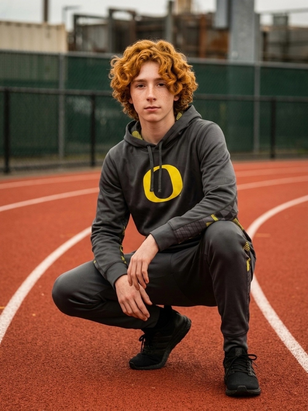 Nike Men's Gray Pullover Hoodie with Yellow Oregon Logo